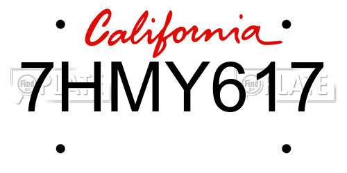 7HMY617 California License Plate