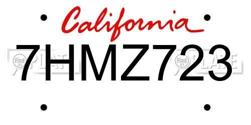 7HMZ723 California License Plate