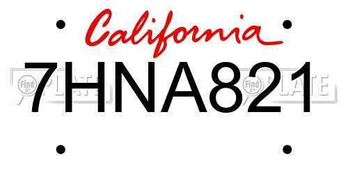 7HNA821 California License Plate