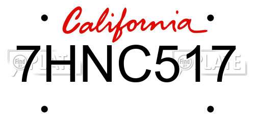 7HNC517 California License Plate