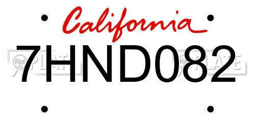 7HND082 California License Plate