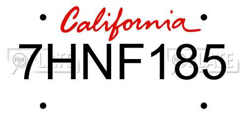 7HNF185 California License Plate