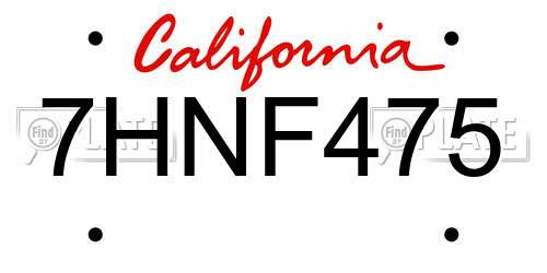 7HNF475 California License Plate