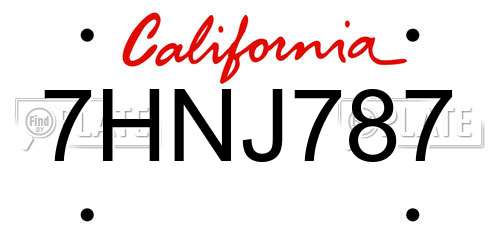 7HNJ787 California License Plate