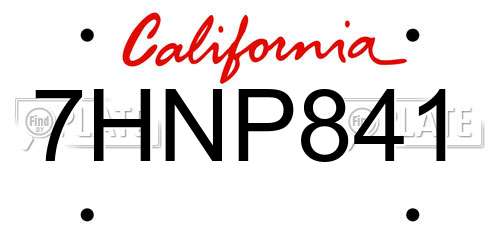 7HNP841 California License Plate