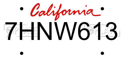 7HNW613 California License Plate