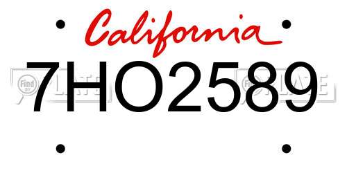 7HO2589 California License Plate