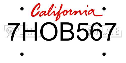 7HOB567 California License Plate