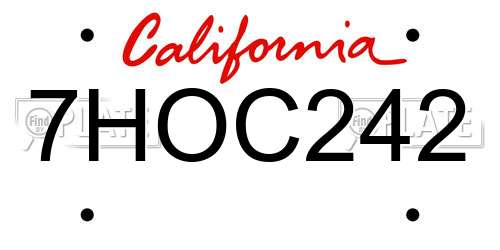 7HOC242 California License Plate