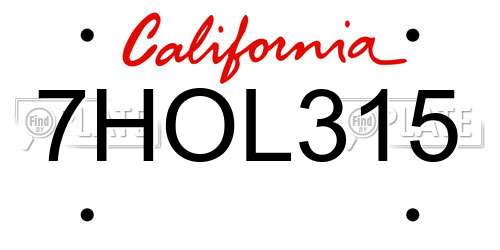 7HOL315 California License Plate