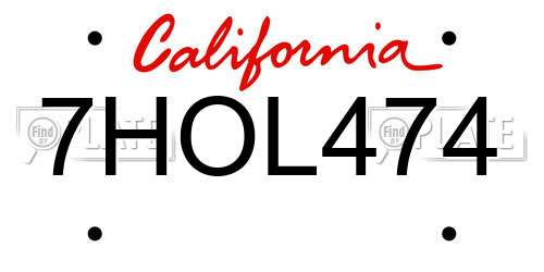 7HOL474 California License Plate
