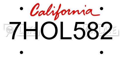 7HOL582 California License Plate