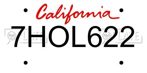 7HOL622 California License Plate