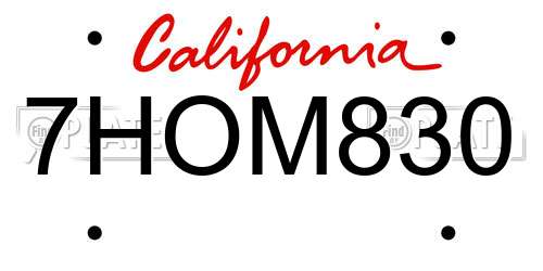 7HOM830 California License Plate