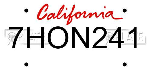 7HON241 California License Plate