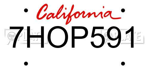 7HOP591 California License Plate