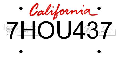 7HOU437 California License Plate