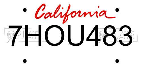 7HOU483 California License Plate
