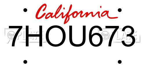 7HOU673 California License Plate