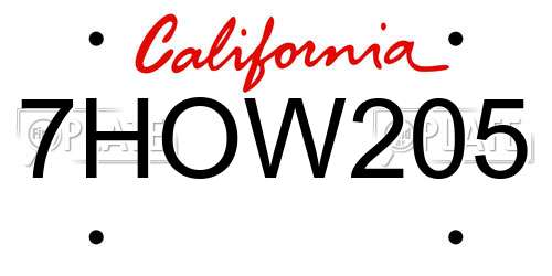 7HOW205 California License Plate