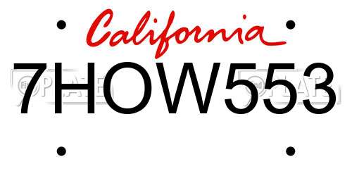 7HOW553 California License Plate