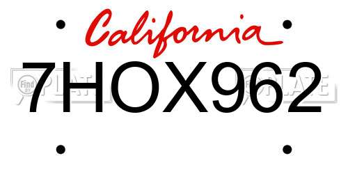 7HOX962 California License Plate