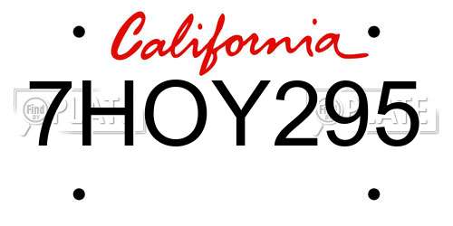 7HOY295 California License Plate