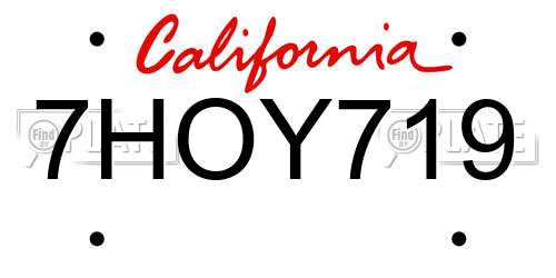 7HOY719 California License Plate