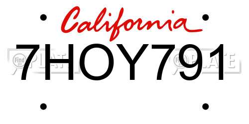 7HOY791 California License Plate