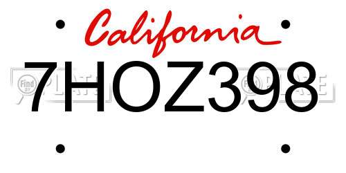 7HOZ398 California License Plate