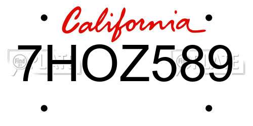 7HOZ589 California License Plate