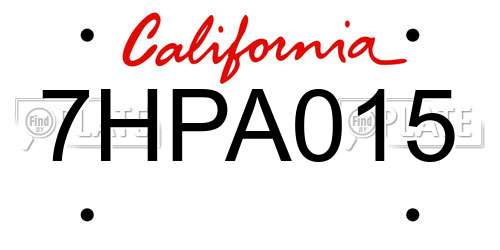 7HPA015 California License Plate