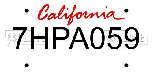 7HPA059 California License Plate