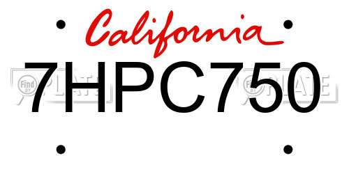 7HPC750 California License Plate