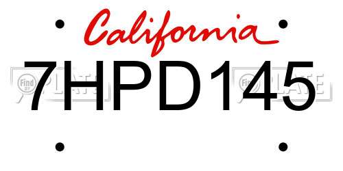 7HPD145 California License Plate