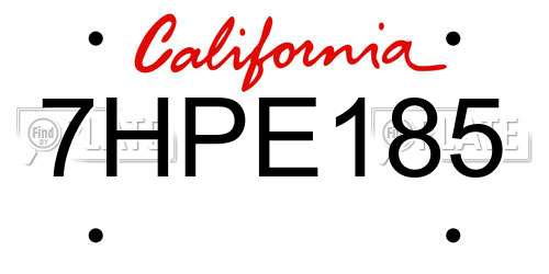 7HPE185 California License Plate