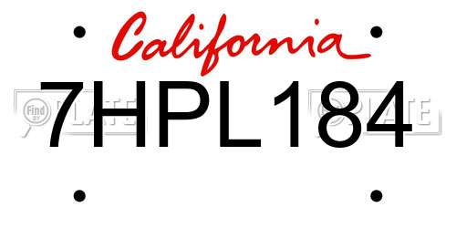 7HPL184 California License Plate
