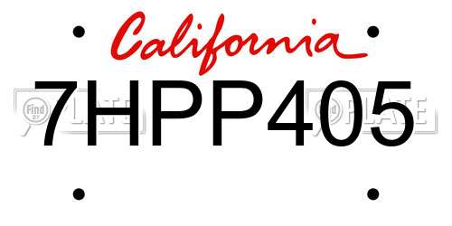 7HPP405 California License Plate