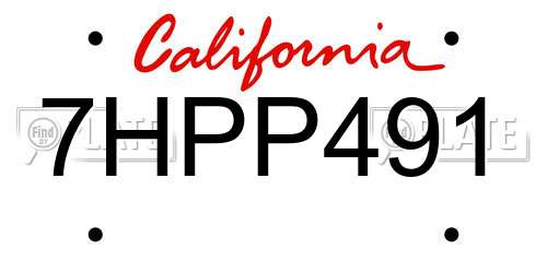 7HPP491 California License Plate