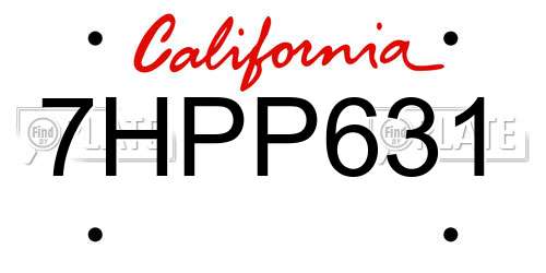 7HPP631 California License Plate