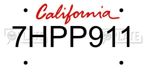 7HPP911 California License Plate