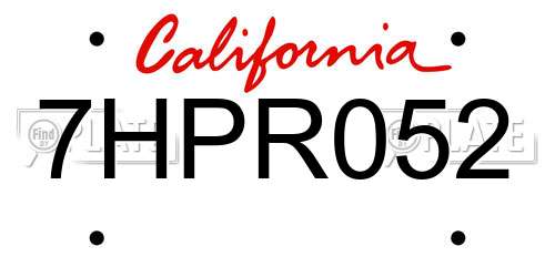 7HPR052 California License Plate