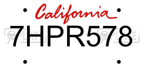 7HPR578 California License Plate