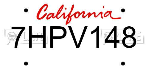 7HPV148 California License Plate