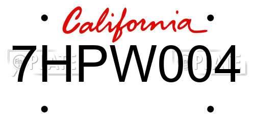 7HPW004 California License Plate