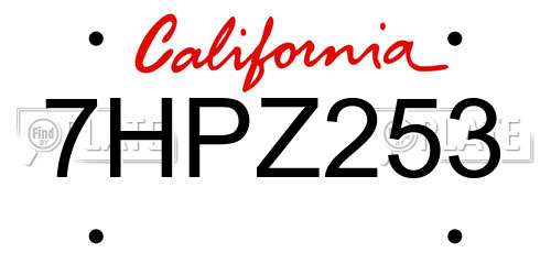 7HPZ253 California License Plate