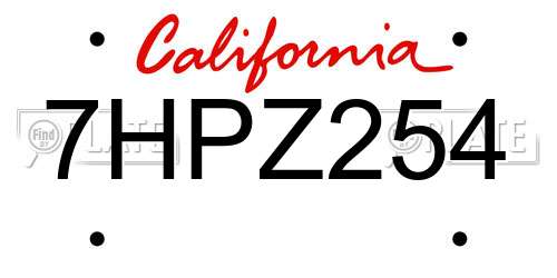 7HPZ254 California License Plate