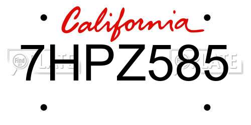 7HPZ585 California License Plate