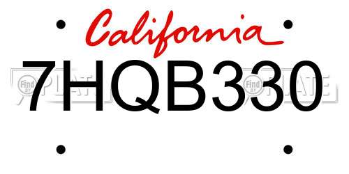 7HQB330 California License Plate