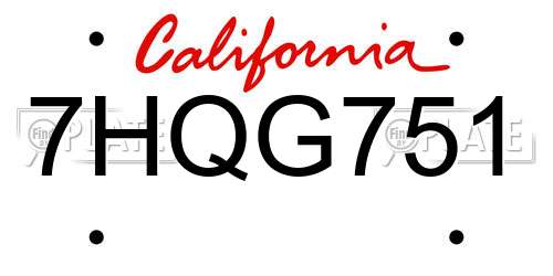 7HQG751 California License Plate